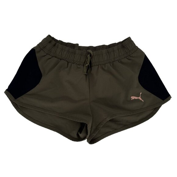 Puma Running Shorts Khaki and rose gold puma Size Small active wear running - Picture 1 of 5